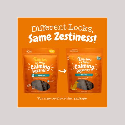 Lil' Zesties Calming Squares - Masticables blandos con sabor a pollo, suplemento de melatonina para perros, bolsa de 20 oz