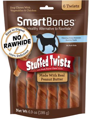 Stuffed Twistz Peanut Butter Chews Dog Treats, 6 count