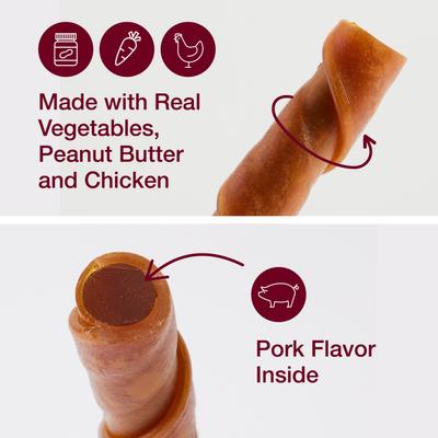 Stuffed Twistz Peanut Butter Chews Dog Treats, 6 count