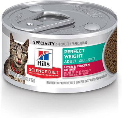 Adult Perfect Weight Management Liver & Chicken Entree Wet Cat Food, 2.9-oz can, case of 24