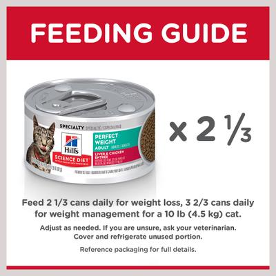 Adult Perfect Weight Management Liver & Chicken Entree Wet Cat Food, 2.9-oz can, case of 24