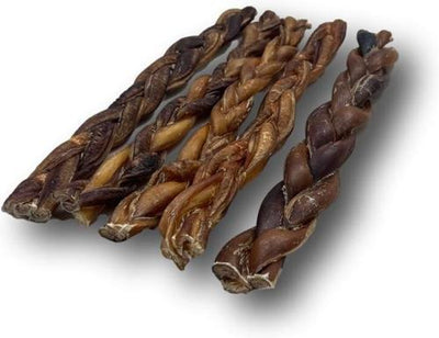 Golosinas para perros Braided Bully Sticks, 12 pulgadas, caja de 5