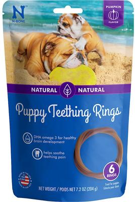Puppy Teething Ring Pumpkin Flavor Dental Dog Treats, 6 count
