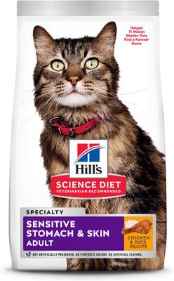 Bundle: Hill's Science Diet Adult Sensitive Stomach & Skin Chicken & Rice Recipe Dry Cat Food, 15.5-lb bag + Hill's Science Diet Adult Urinary Hairball Control Savory Chicken Entree Canned Cat Food