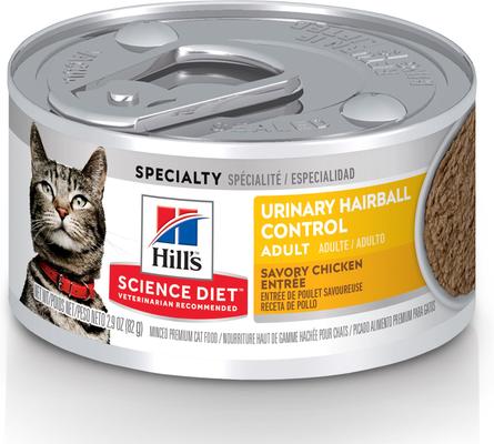 Bundle: Hill's Science Diet Adult Sensitive Stomach & Skin Chicken & Rice Recipe Dry Cat Food, 15.5-lb bag + Hill's Science Diet Adult Urinary Hairball Control Savory Chicken Entree Canned Cat Food