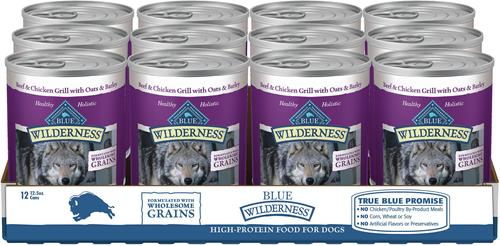 Wilderness Salmon & Chicken Grill with Oats & Barley Adult Wet Dog Food, 12.5-oz can, case of 12