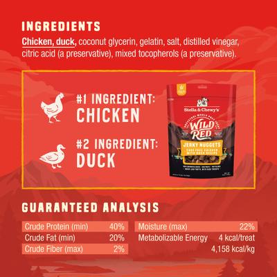 Wild Red Jerky Nuggets Chicken & Duck Recipe Grain-Free Dog Treats, 6-oz bag