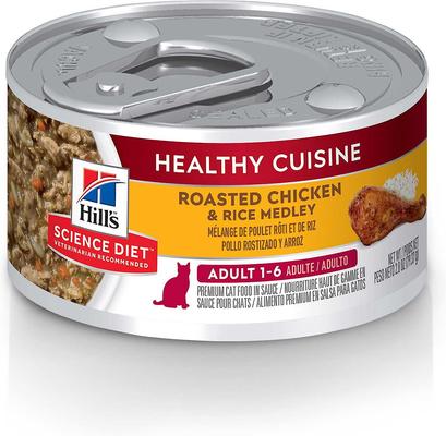 Bundle: Hill's Science Diet Adult Healthy Cuisine Roasted Chicken & Rice Medley Canned Food + Adult 7+ Tender Dinner Variety Pack Cat Food