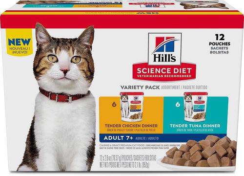 Bundle: Hill's Science Diet Adult Healthy Cuisine Roasted Chicken & Rice Medley Canned Food + Adult 7+ Tender Dinner Variety Pack Cat Food