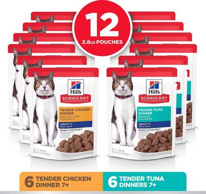 Bundle: Hill's Science Diet Adult Healthy Cuisine Roasted Chicken & Rice Medley Canned Food + Adult 7+ Tender Dinner Variety Pack Cat Food