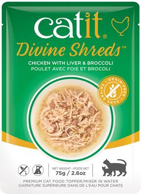 Divine Shreds Chicken with Liver & Broccoli Cat Topping, 2.65-oz bag