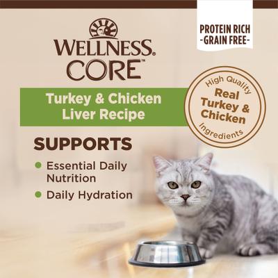 Bundle: Wellness CORE Natural Grain-Free Turkey & Chicken Liver Pate Canned Kitten Food, 3-oz, case of 12 + Wellness CORE Grain-Free Salmon, Whitefish & Herring Pate Canned Kitten & Cat Food, 3-oz, case of 12