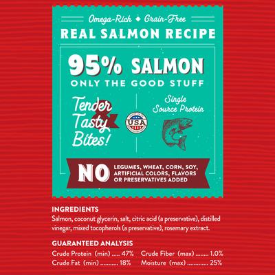 Just Jerky Bites Real Salmon Recipe Grain-Free Dog Treats, 6-oz bag