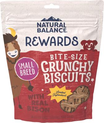 Paquete: Galletas crujientes Natural Balance Rewards con bisonte real y premios para perros con salmón real
