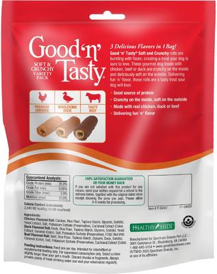 Bundle: Good 'n' Fun Triple Flavor Kabobs Chicken, Duck & Liver + Good 'n' Tasty Soft & Crunchy Variety Pack Dog Treats