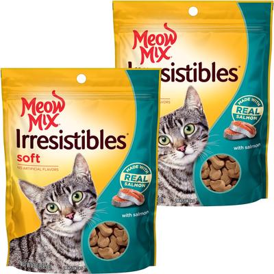 Golosinas Irresistibles de salmón suave para gatos, bolsa de 3 oz, paquete de 2