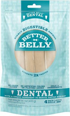 Proteins Rolls with Real Venison Highly Digestible Rawhide Dog Treat Chew, Large, 3 count