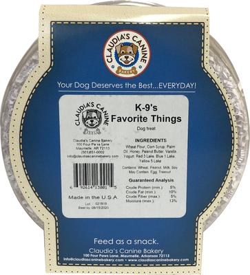 K-9's Favorite Things Peanut Butter Baked Dog Treats, 11-oz tub