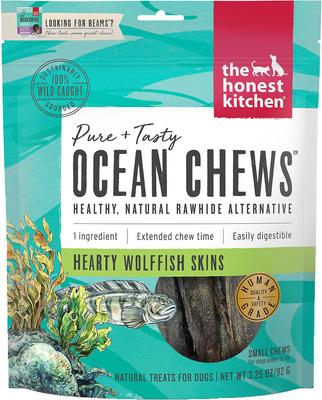 Beams Ocean Chews Wolfish Skins Dehydrated Dog Treats, Small, 3.25-oz bag, bundle of 2