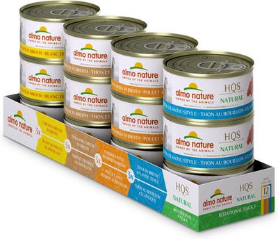 HQS Natural Rotational Diet Chicken & Tuna Selections Variety Pack Grain-Free Canned Cat Food, 2.47-oz, case of 12