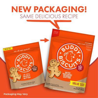 Bundle: Buddy Biscuits Original Oven Baked with Peanut Butter + Bacon & Cheese Oven Baked Dog Treats