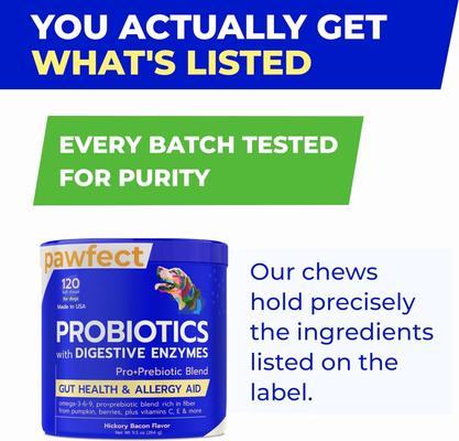 Digestive Enzymes Prebiotics Fiber Chews Supplement for Dogs, 120 count