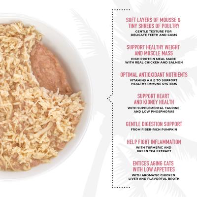 Silver Chicken, Salmon & Chicken Liver Mousse & Shreds Grain-Free Wet Cat Food, 2.4-oz can, case of 12