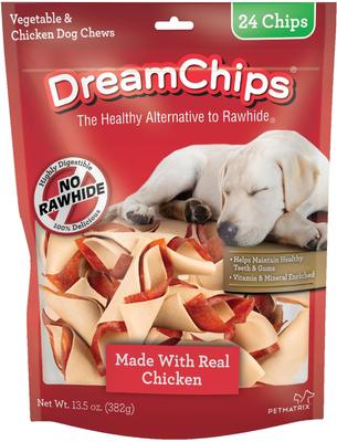 Golosinas masticables de pollo DreamChips para perros, 24 unidades