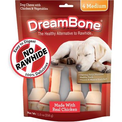 Golosinas para perros con huesos masticables de pollo medianos, 4 unidades