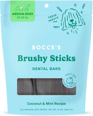 Dailies Brushy Sticks Medium Coconut & Mint Recipe Dental Dog Treats, 13-oz bag