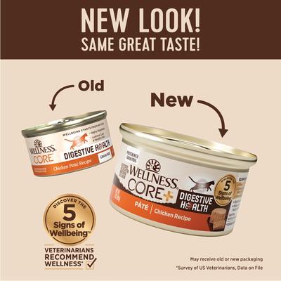 Bundle: Wellness CORE Digestive Health Chicken Pate Recipe Grain-Free Wet Cat Food, 3-oz, case of 12 & Wellness CORE Digestive Health Wholesome Grains Chicken & Rice Recipe Dry Cat Food, 5-lb bag