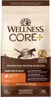 Bundle: Wellness CORE Digestive Health Chicken Pate Recipe Grain-Free Wet Cat Food, 3-oz, case of 12 & Wellness CORE Digestive Health Wholesome Grains Chicken & Rice Recipe Dry Cat Food, 5-lb bag