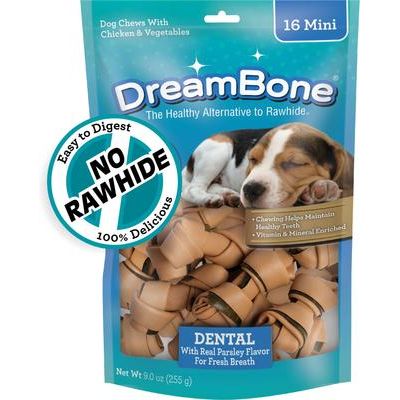 Mini hueso dental masticable sin cuero crudo, golosinas dentales para perros, 16 unidades