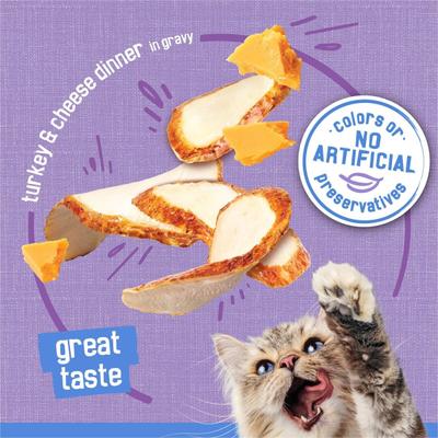 Savory Shreds Turkey & Cheese Dinner in Gravy Canned Cat Food, 5.5-oz, case of 72