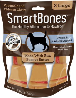 Bundle: Variety Pack - SmartBones Large Peanut Butter Chew Bones Dog Treats, 3 count, Beef & Sweet Potato Flavors