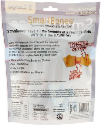 Bundle: Variety Pack - SmartBones Large Peanut Butter Chew Bones Dog Treats, 3 count, Beef & Sweet Potato Flavors