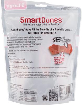 Bundle: Variety Pack - SmartBones Large Peanut Butter Chew Bones Dog Treats, 3 count, Beef & Sweet Potato Flavors