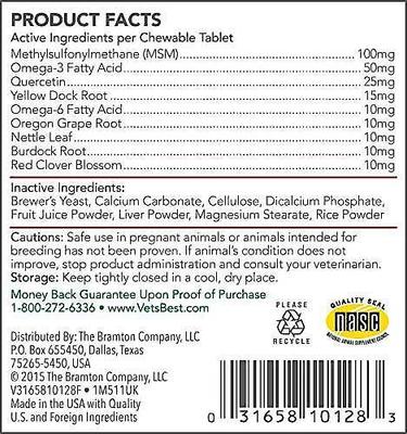 Bundle: Vet's Best Healthy Coat Shed & Itch Relief Dog Supplement, 50 count + Vet's Best Seasonal Allergy Relief Dog Supplement, 60 count