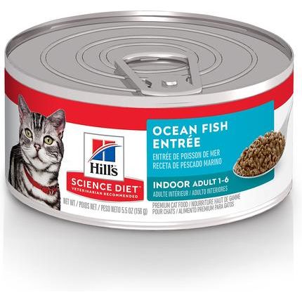 Alimento húmedo para gatos adultos de interior Ocean Fish Entree, lata de 5.5 oz, caja de 24