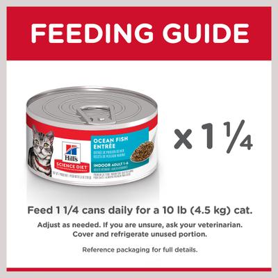 Alimento húmedo para gatos adultos de interior Ocean Fish Entree, lata de 5.5 oz, caja de 24