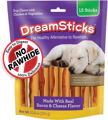 DreamSticks Bacon & Cheese Chews Dog Treats, 15 count