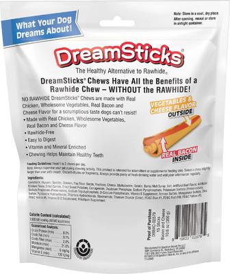 Golosinas masticables DreamSticks con tocino y queso para perros, 15 unidades