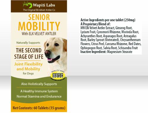 Senior Mobility Elk Velvet Antler Tablets Dog Supplement, 60 count