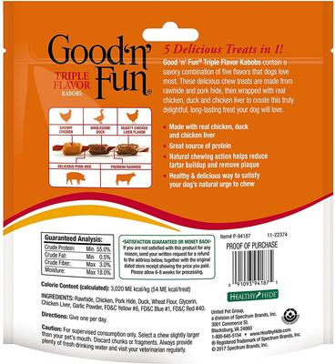 Bundle: Good 'n' Fun Triple Flavor Kabobs Chicken, Duck & Liver + Wings Beef, Pork & Chicken Dog Chews