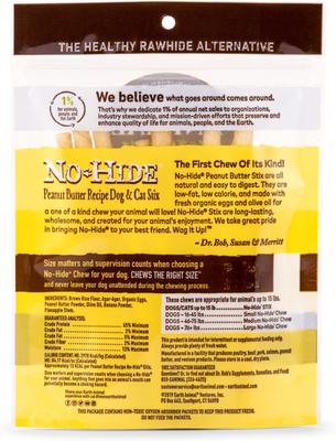 Bundle: Earth Animal No-Hide Stix Long Lasting Natural Rawhide Alternative Chicken Recipe, 10 count + Salmon Recipe, 10 count + Peanut Butter Vegetarian Recipe Chew Dog & Cat Treat Sticks, 10 count