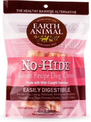 Bundle: Earth Animal No-Hide Small Rolls Long Lasting Natural Rawhide Alternative Chicken Recipe, 2 count + Salmon Recipe, 2 count + Peanut Butter Vegetarian Recipe Chew Dog Treats, 2 count