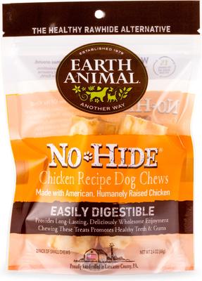 Bundle: Earth Animal No-Hide Small Rolls Long Lasting Natural Rawhide Alternative Chicken Recipe, 2 count + Salmon Recipe, 2 count + Peanut Butter Vegetarian Recipe Chew Dog Treats, 2 count