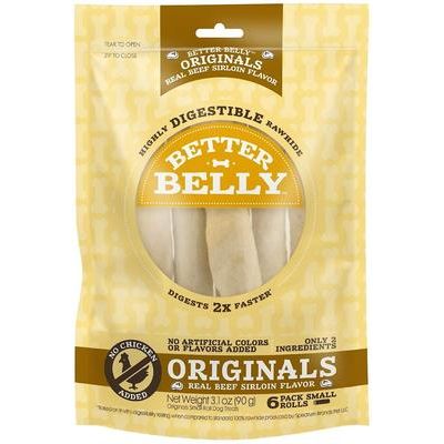 Rollitos de proteína con salmón real, golosina masticable de cuero crudo altamente digestible para perros, tamaño pequeño, 6 unidades