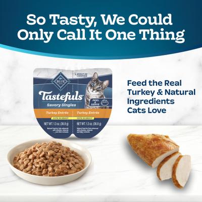 Tastefuls Savory Singles Turkey Entrée Cuts in Gravy Adult Cat Food, 2.6-oz cup, case of 24