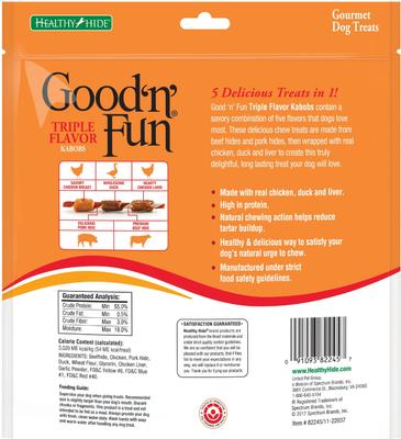 Bundle: Good 'n' Fun Triple Flavor Kabobs Chicken, Duck & Chicken Liver + Good 'n' Tasty Soft & Crunchy Variety Pack Dog Treats